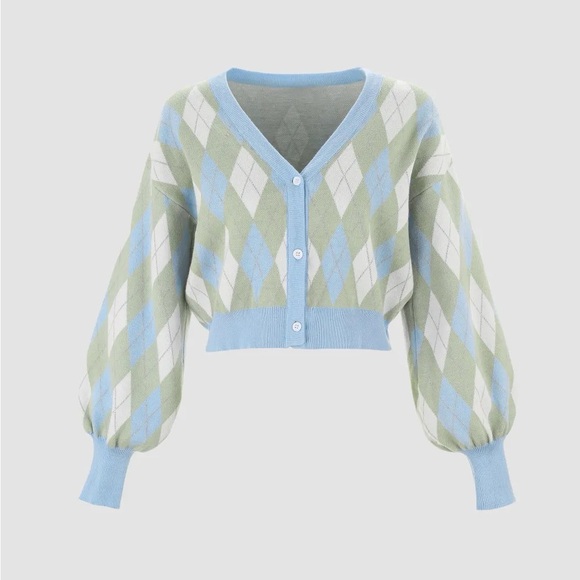 Cider Diamond Lattice Wool Cardigan Size Medium - Picture 2 of 8